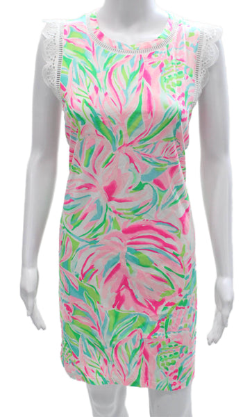 Lilly Pulitzer Women Shift Floral Multicolor Sleeveless Cotton Dress Size S