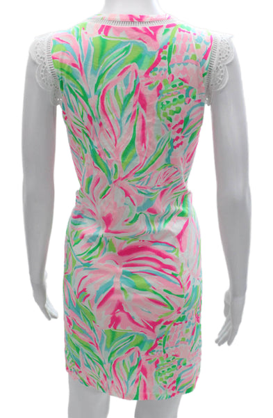 Lilly Pulitzer Women Shift Floral Multicolor Sleeveless Cotton Dress Size S