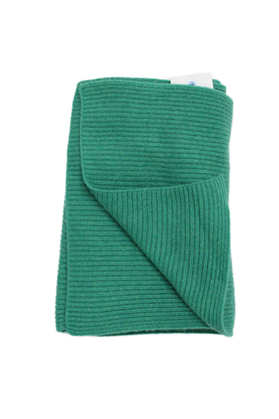 J Crew Womens Cashmere Knitted Scarf Solid Green Size 72"X12"