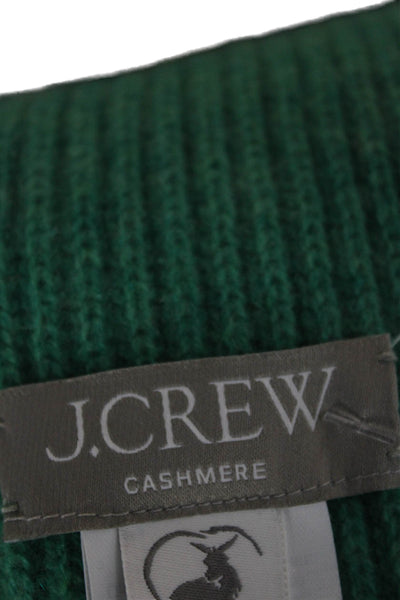 J Crew Womens Cashmere Knitted Scarf Solid Green Size 72"X12"