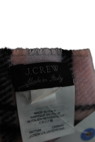 J Crew Womens Wool Blend Plaid Fringe Edge Scarf Pink Combo Size 72"X20"