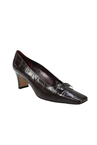 Russell & Bromley Womens Embossed Leather Pumps Dark Brown Size 40.5 10.5