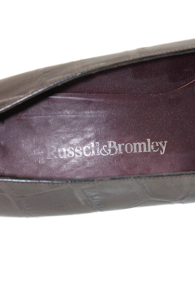 Russell & Bromley Womens Embossed Leather Pumps Dark Brown Size 40.5 10.5