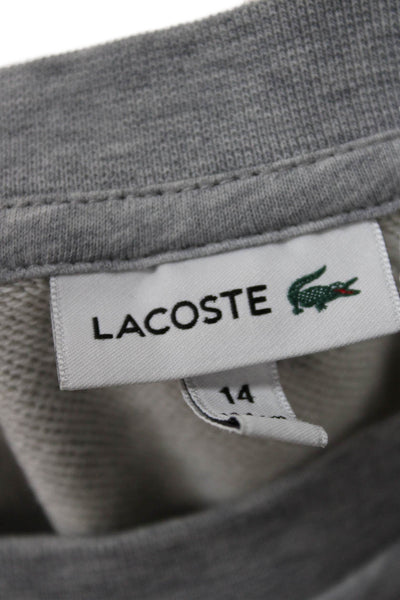 Lacoste Childrens Boys Long Sleeves Alligator Sweater Grey Cotton Size 14