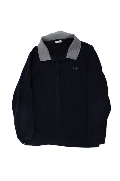 Il Gufo Childrens Boys Long Sleeves Polo Shirt Navy Blue Cotton Size 8