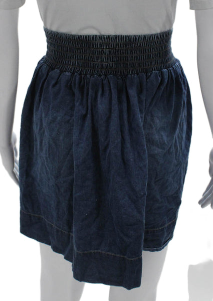 Current/Elliott Women A-Line Skirt Blue Cotton Button Short Size 1