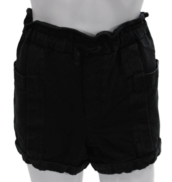 ALC Womens Paperbag Linen Shorts Black Size 6