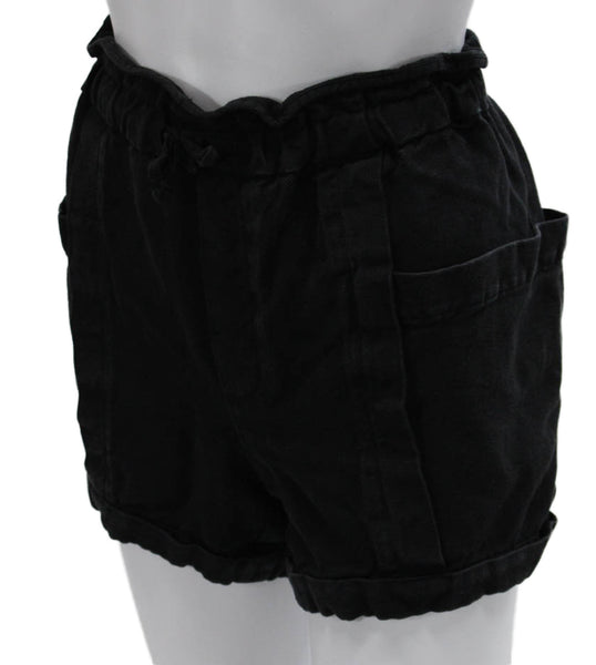 ALC Womens Paperbag Linen Shorts Black Size 6