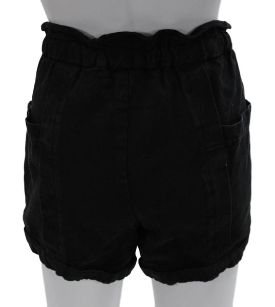 ALC Womens Paperbag Linen Shorts Black Size 6