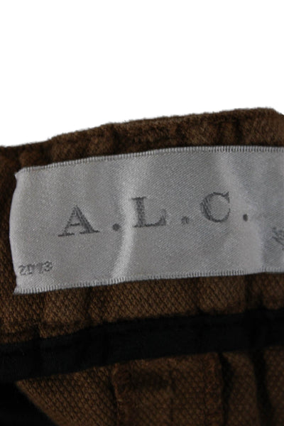 ALC Womens Chino Linen Shorts Brown Button Closure Spring Size 8