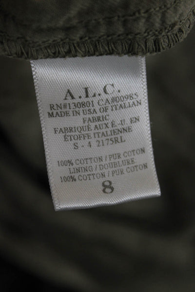 ALC Womens Chino Pants Green Cotton Inseam 27 Size 8