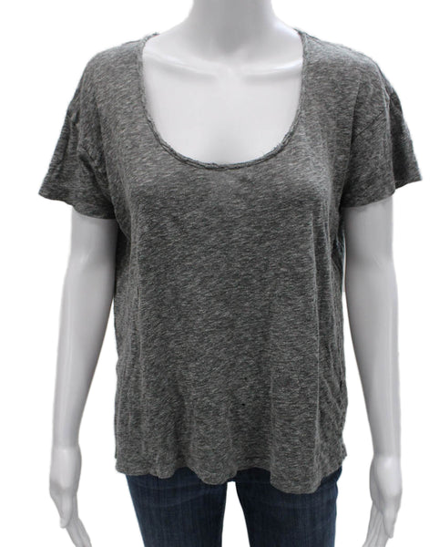 Joie Women Basic Gray Scoop Neck Short Sleeve T-Shirt 53% Cotton Size S