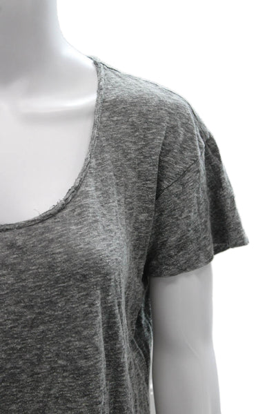 Joie Women Basic Gray Scoop Neck Short Sleeve T-Shirt 53% Cotton Size S