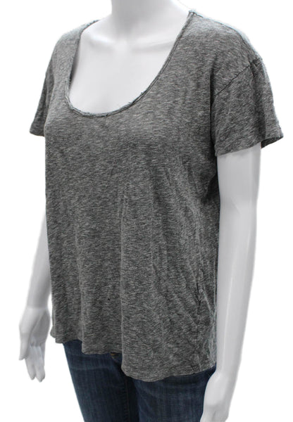 Joie Women Basic Gray Scoop Neck Short Sleeve T-Shirt 53% Cotton Size S