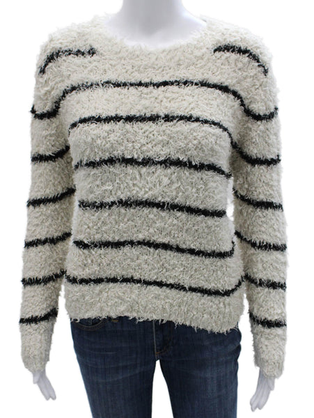 Vince Women Pullover Striped Cotton Round Neck Long Sleeve Sweater Size M