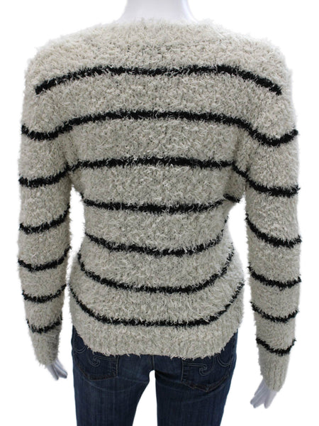 Vince Women Pullover Striped Cotton Round Neck Long Sleeve Sweater Size M
