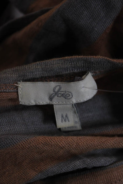 Joie Women Basic Striped Linen Scoop Neck T-Shirt Brown Size M