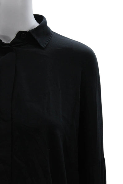 Rag & Bone Women Collared Black Button-Up Long Sleeve Polyester Size XS
