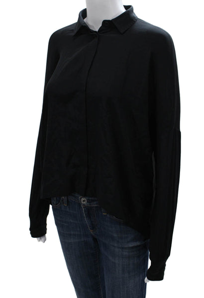 Rag & Bone Women Collared Black Button-Up Long Sleeve Polyester Size XS