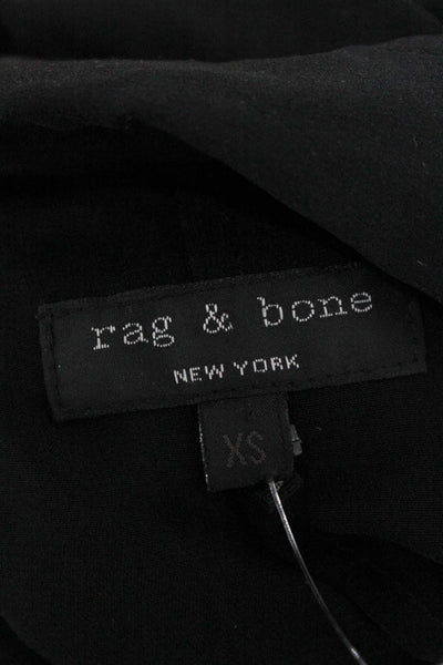 Rag & Bone Women Collared Black Button-Up Long Sleeve Polyester Size XS