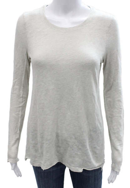ATM Women Basic Pima Cotton Long Sleeve Crew Neck T-Shirt Gray Size S
