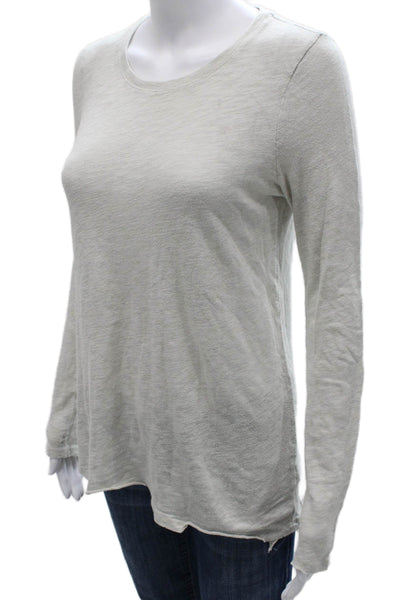 ATM Women Basic Pima Cotton Long Sleeve Crew Neck T-Shirt Gray Size S