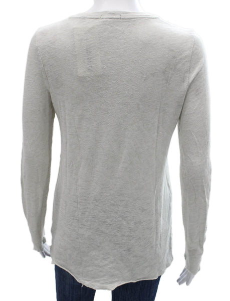 ATM Women Basic Pima Cotton Long Sleeve Crew Neck T-Shirt Gray Size S