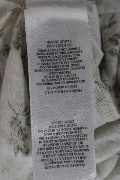 Current/Elliott Womens Basic Floral Scoop Neck Linen T-Shirt Short Sleeve Size 1