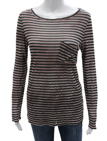 Elizabeth & James Womens Basic T-Shirt Black Long Sleeve Size S
