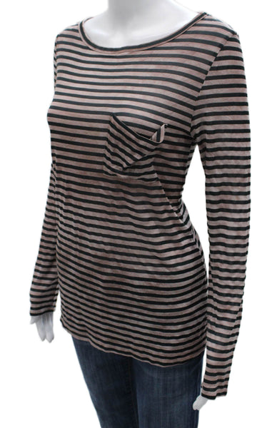 Elizabeth & James Womens Basic T-Shirt Black Long Sleeve Size S
