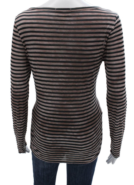 Elizabeth & James Womens Basic T-Shirt Black Long Sleeve Size S