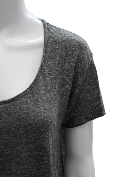 Joie Women Basic Gray Scoop Neck Cotton Blend T-Shirt Short Sleeve Size S