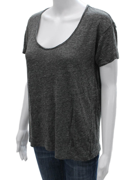 Joie Women Basic Gray Scoop Neck Cotton Blend T-Shirt Short Sleeve Size S