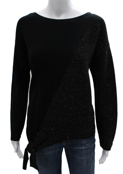 Lafayette 148 New York Women Black Boatneck Pullover Sweater Size S