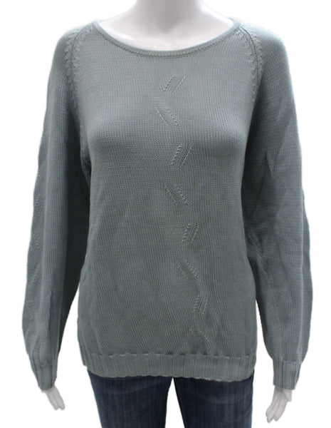 Salvatore Ferragamo Womens Pullover Sweater Blue Boat Neck Long Sleeve Size S