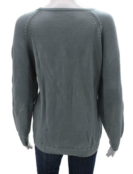 Salvatore Ferragamo Womens Pullover Sweater Blue Boat Neck Long Sleeve Size S