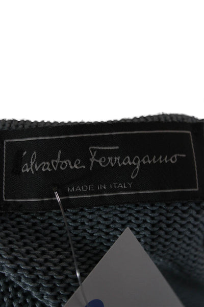 Salvatore Ferragamo Womens Pullover Sweater Blue Boat Neck Long Sleeve Size S