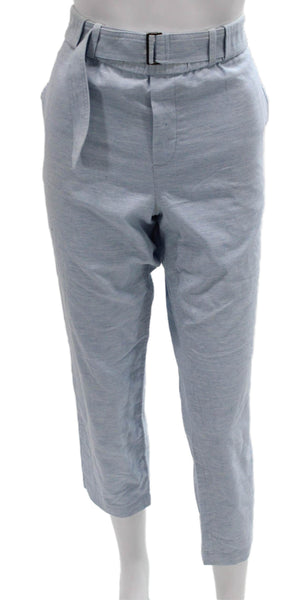 Vince Womens Cropped Cotton Pants Blue Buckle Inseam 27 Size M
