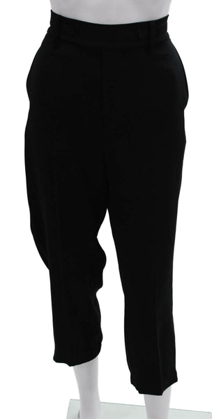 Vince Womens Ankle Pants Black Triacetate Button Size L