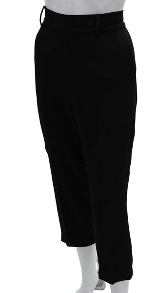 Vince Womens Ankle Pants Black Triacetate Button Size L