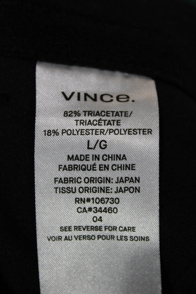 Vince Womens Ankle Pants Black Triacetate Button Size L