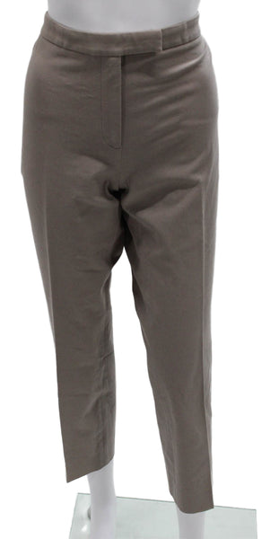 Peserico Womens Ankle Pants Gray Cotton Zip Solid 26 Inseam Size 48