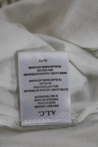 ALC Women Fit & Flare Dress Ivory Long Sleeve Cotton Size XL