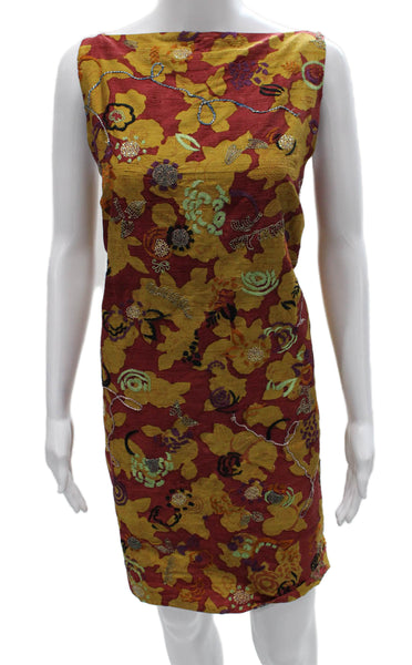 Dries Van Noten Women Silk Multicolor Shift Dress Knee Length Size 40