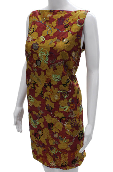 Dries Van Noten Women Silk Multicolor Shift Dress Knee Length Size 40