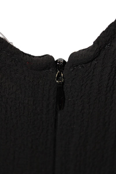 Preen By Thornton Bregazzi Women Maxi VNeck Short Sleeve Black Dress Zip Size M