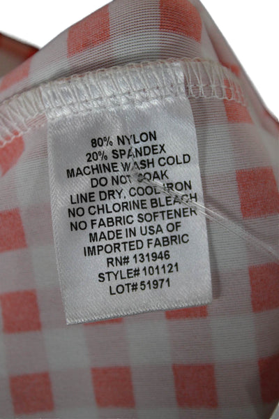 Jude Connally Women Red Gingham Shift Dress Short Sleeve Knee Length Size M