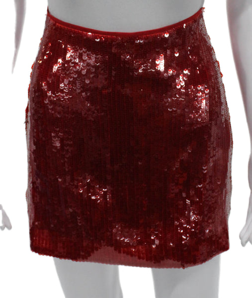 J Crew Collection Women Mini Skirt Red Polyester Zip Size 0
