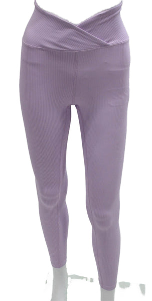 Year Of Ours Womens Striped Purple Nylon Ankle Leggings Pull On Size XS