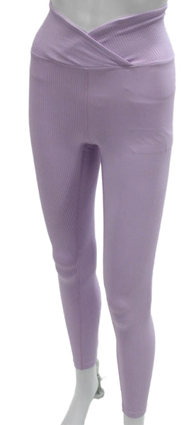 Year Of Ours Womens Striped Purple Nylon Ankle Leggings Pull On Size XS